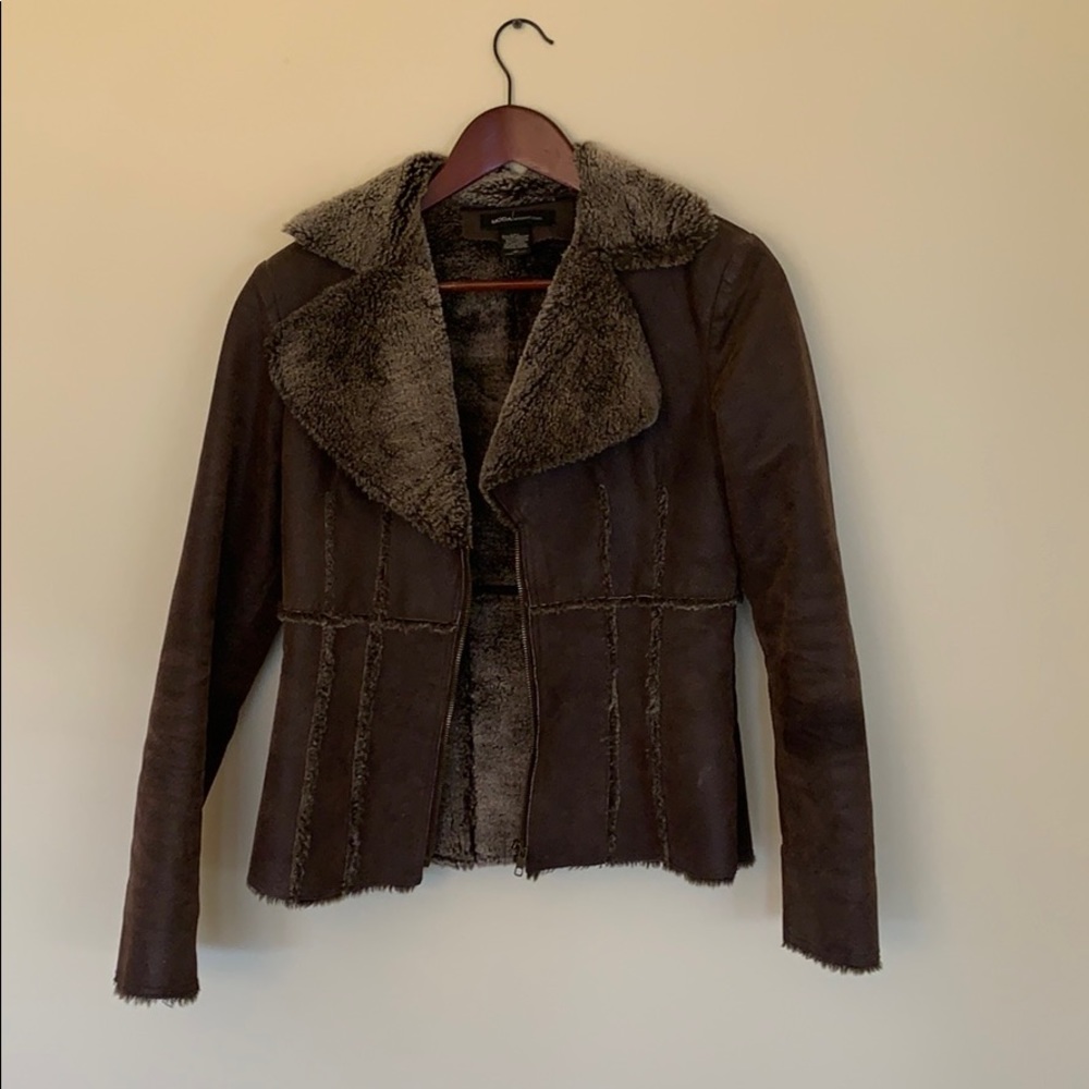 Fo fur leather jacket. Stylish and warm